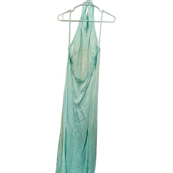 LAPOINTE Metallic Mint Green Halter Neckline Backless Satin Gown Dress Size 4 - Picture 15 of 15